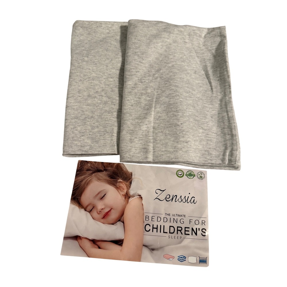 Zenssia Organic Cotton Toddler Pillowcases Gray Soft Bedding Sleep Set 18".  13"